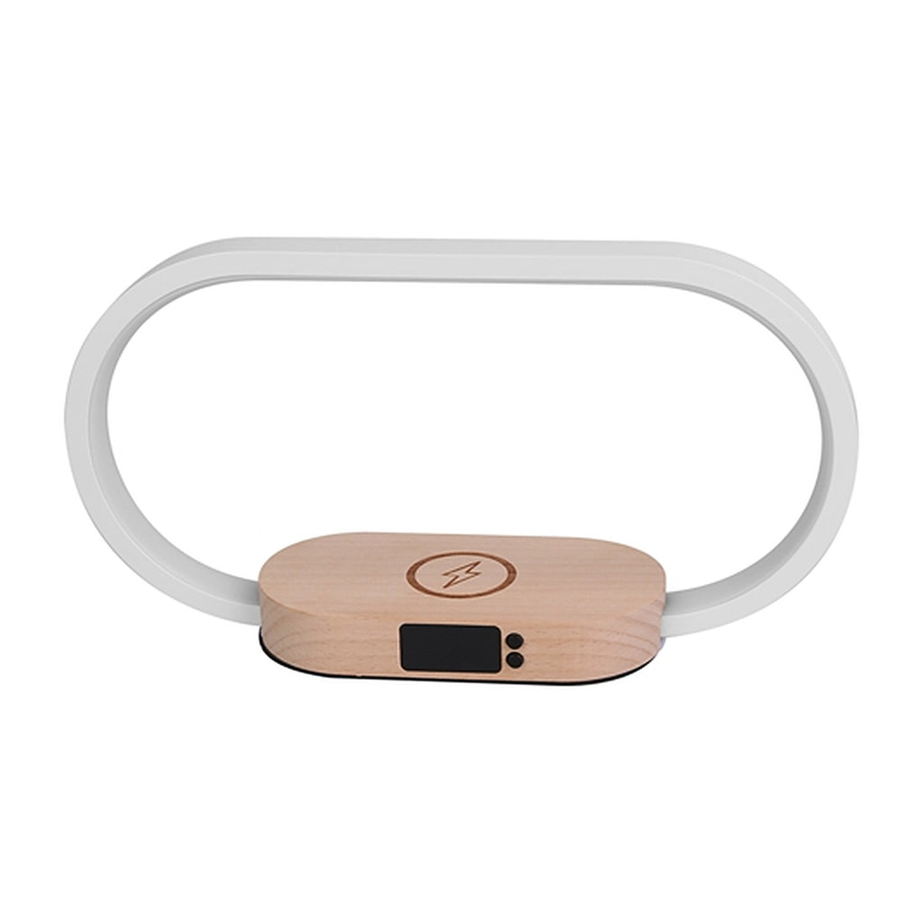 Bedside touch table lamp with clock and wireless charging, image 1 of 8