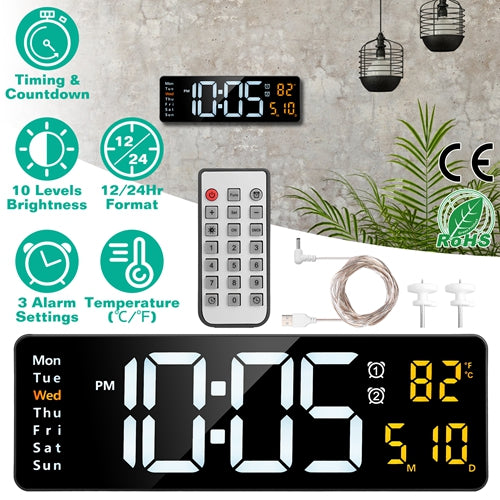 15.7 in LED digital wall clock with remote, image 3 of 7
