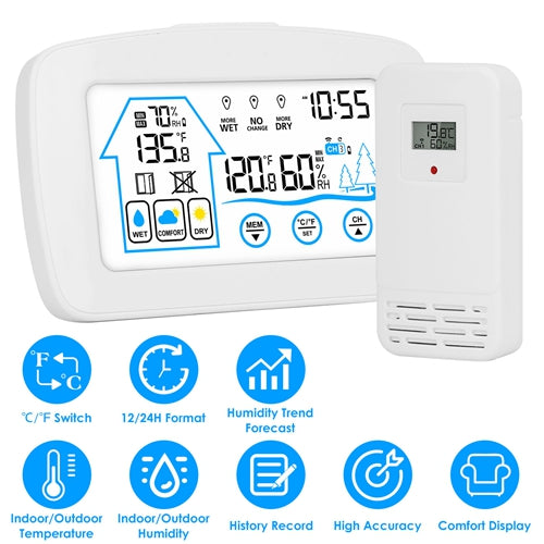 Wireless weather station with clock and outdoor sensor, image 2 of 8
