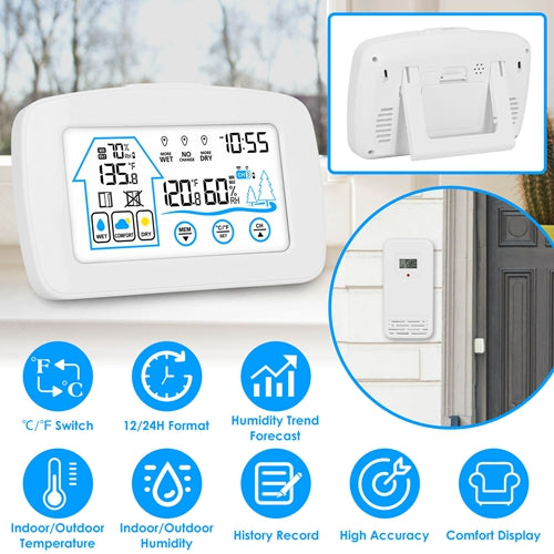 Wireless weather station with clock and outdoor sensor, image 3 of 8