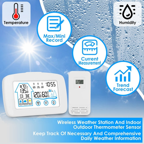 Wireless weather station with clock and outdoor sensor, image 5 of 8
