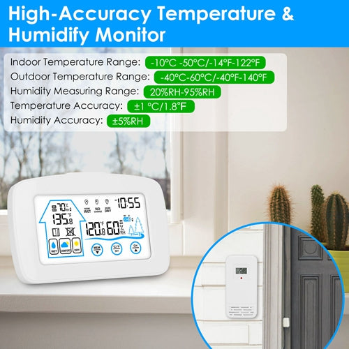 Wireless weather station with clock and outdoor sensor, image 7 of 8