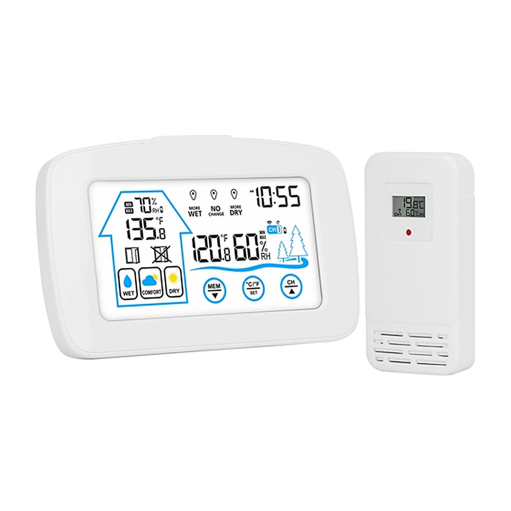 Wireless weather station with clock and outdoor sensor, image 1 of 8