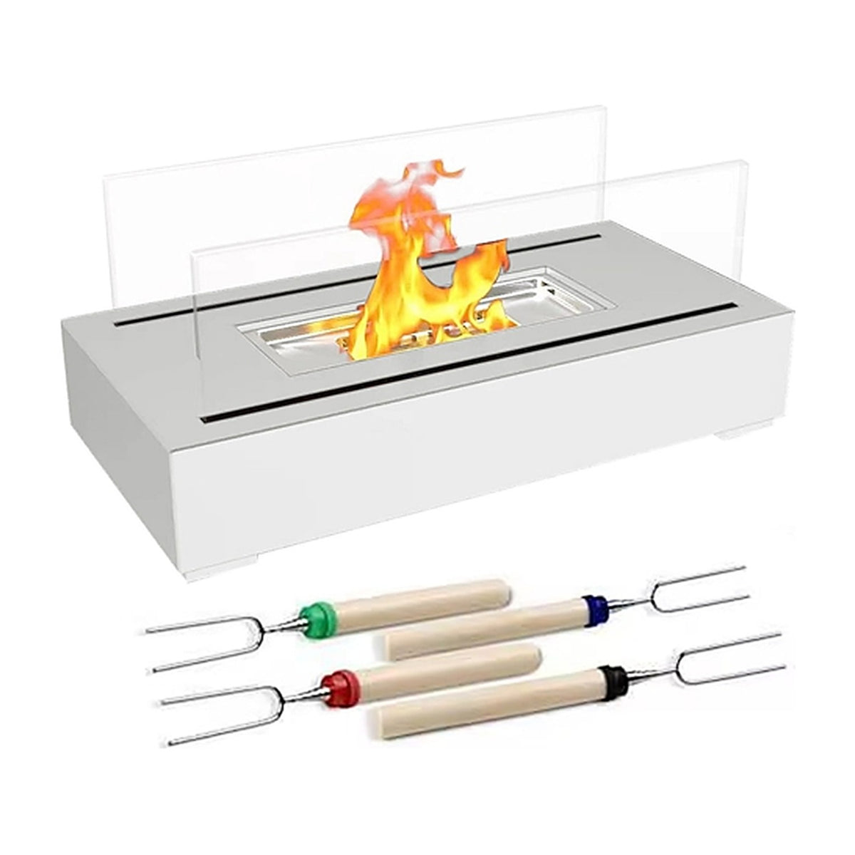 Smokeless tabletop fire pit with roasting sticks, image 1 of 8