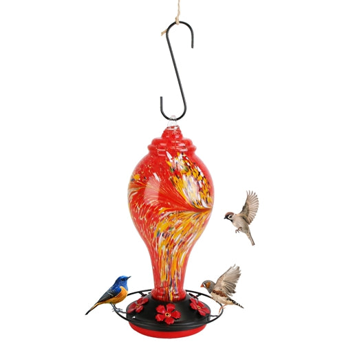 Hand blown glass hummingbird feeder, image 2 of 8