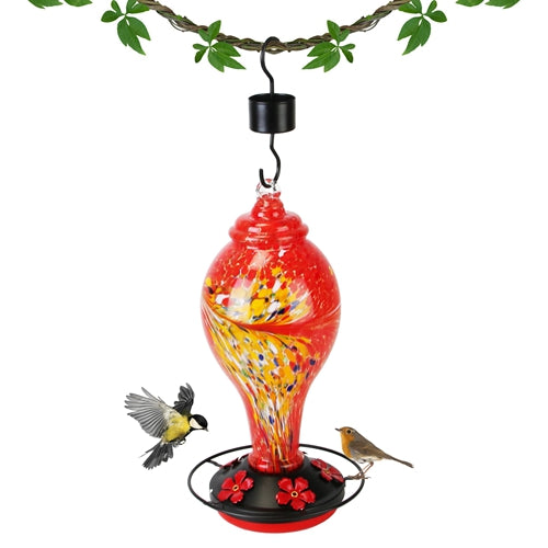 Hand blown glass hummingbird feeder, image 3 of 8
