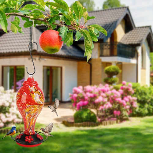 Hand blown glass hummingbird feeder, image 7 of 8