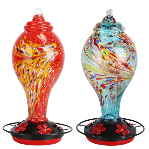 Hand blown glass hummingbird feeder, image 8 of 8