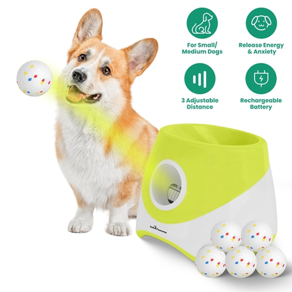 green automatic dog ball launcher with 6 balls, image 3 of 10