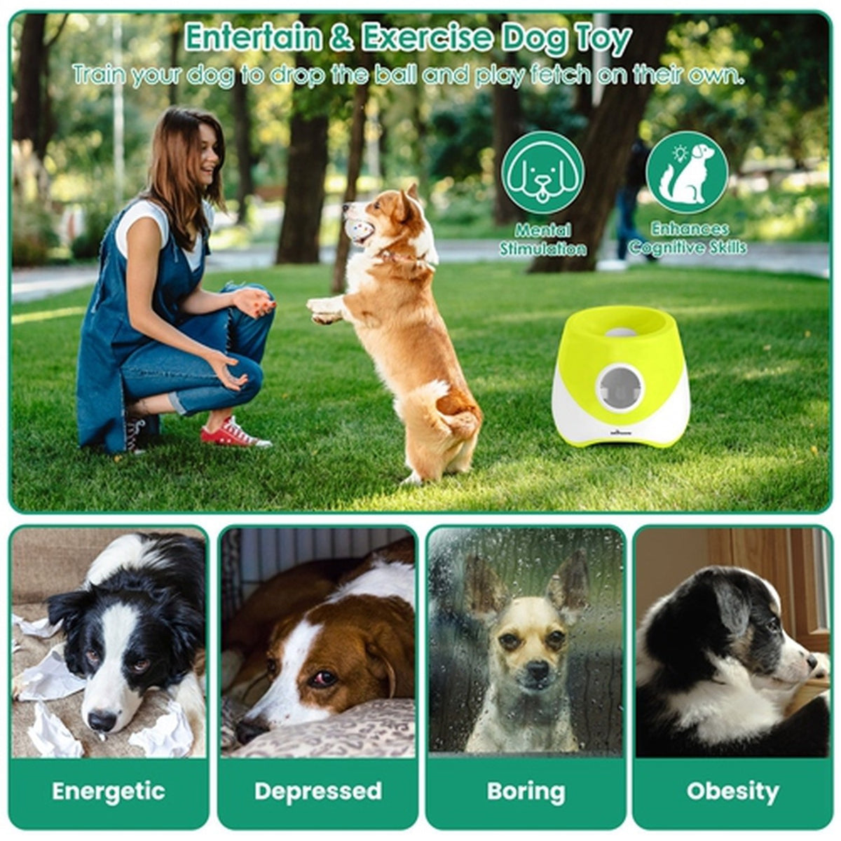 green automatic dog ball launcher with 6 balls, image 8 of 10