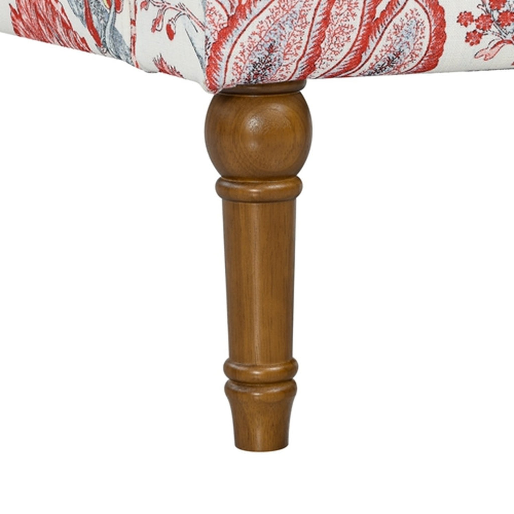 red floral accent chair with nailhead trim, image 3 of 6