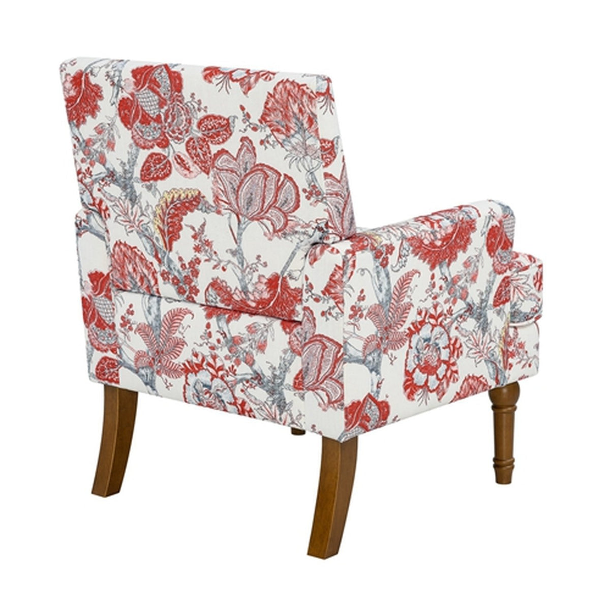red floral accent chair with nailhead trim, image 6 of 6