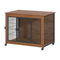 38.6 in dog crate furniture with lockable wheels, image 1 of 10