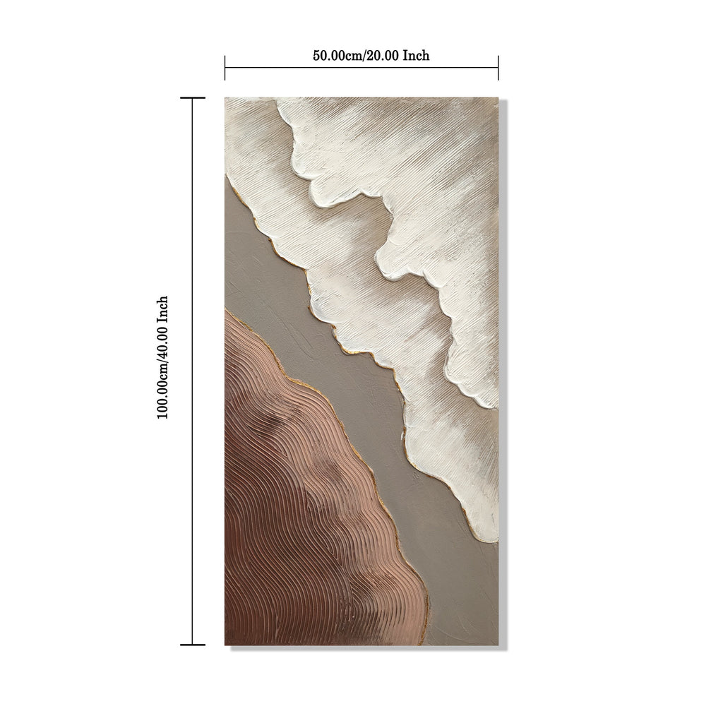 Set of 2 abstract textured canvas panels in white and brown, image 5 of 5