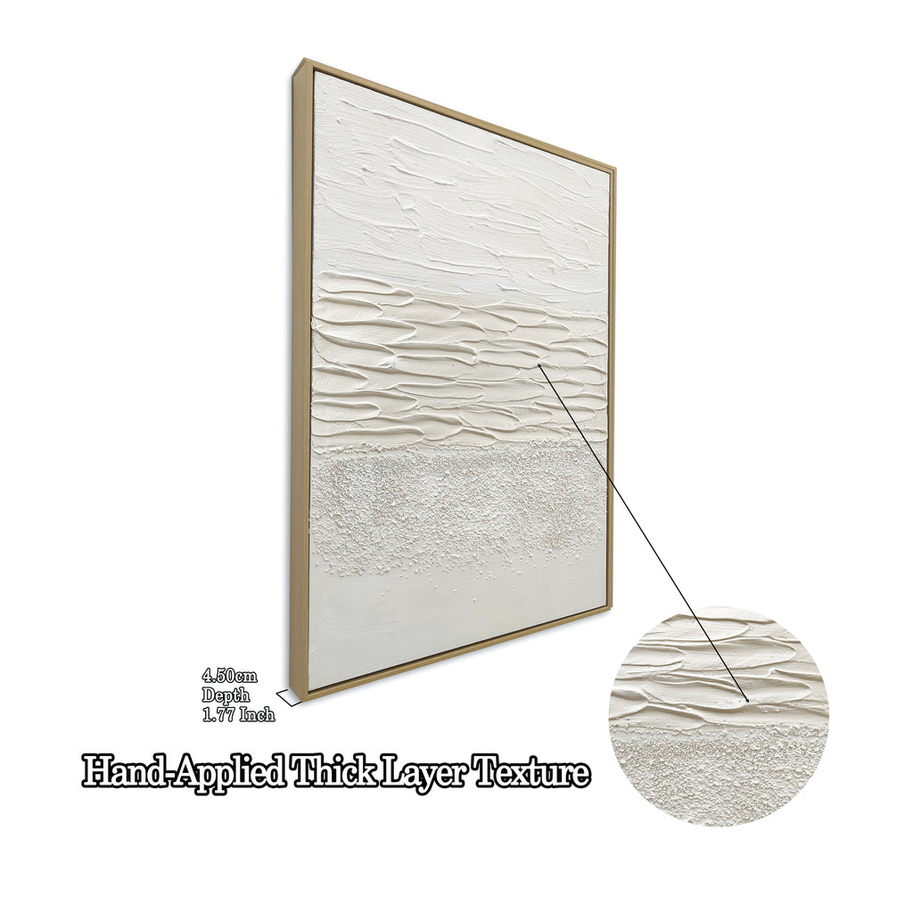 Set of 2 framed white abstract textured canvas panels, image 5 of 5