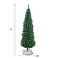 5 ft slim green pencil Christmas tree on a metal stand