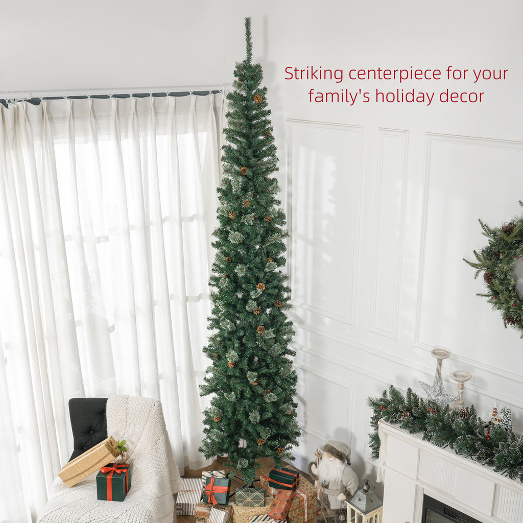 Slim green pencil Christmas tree with pine cones, 9.5 ft, image 4 of 5