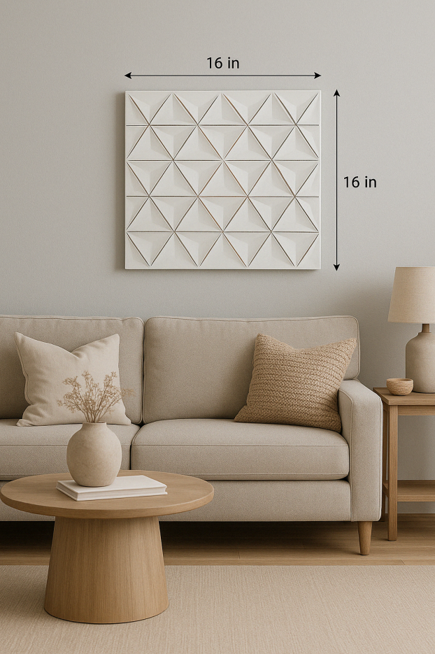 White geometric carved wall panel, 16 x 16 in, image 4 of 4
