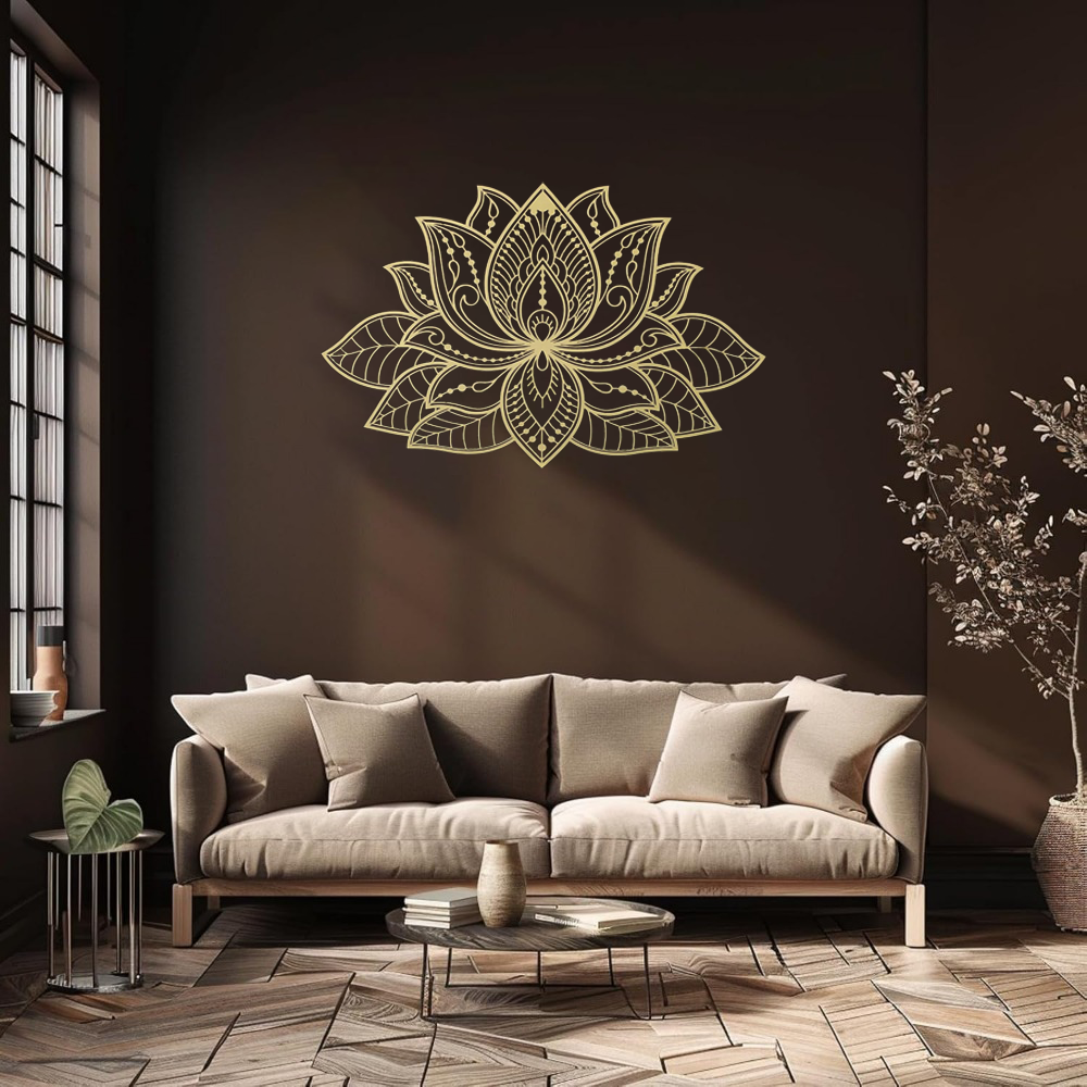 Gold lotus mandala metal wall art, image 2 of 4