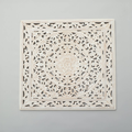Hand-carved whitewashed wood medallion wall panel, image 3 of 3