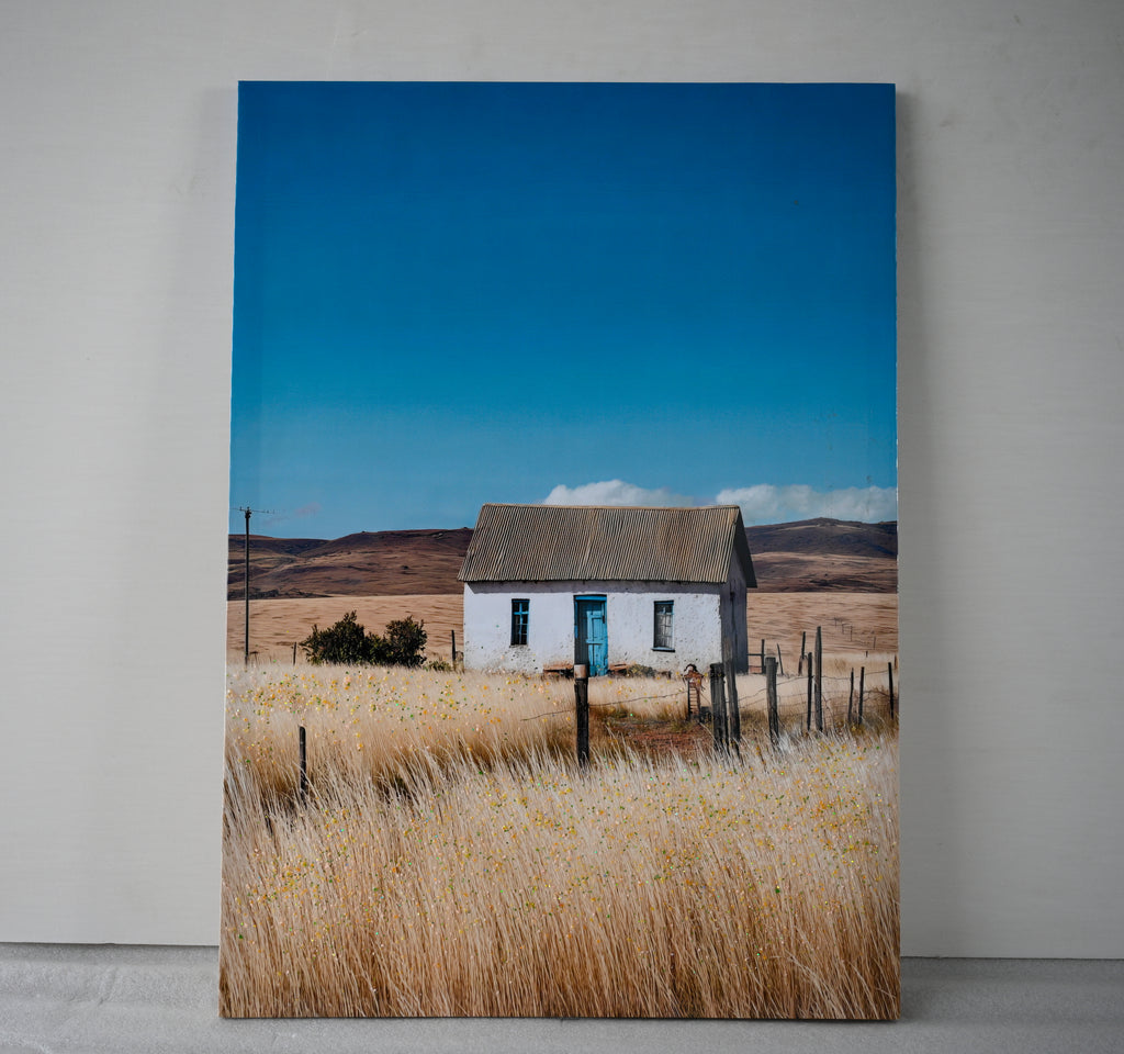 White cottage farmhouse canvas wall art, image 1 of 4