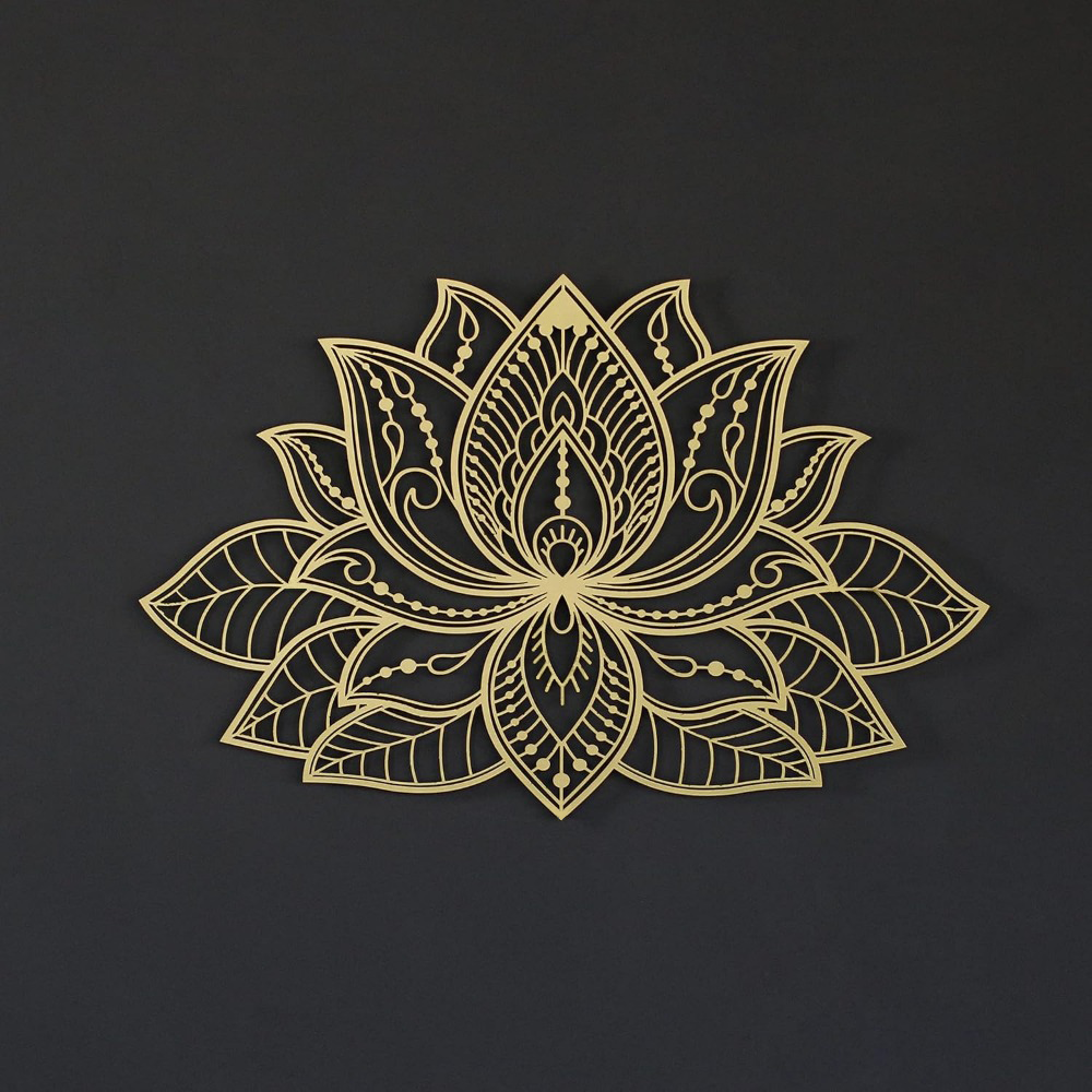 Gold lotus mandala metal wall art, image 1 of 4