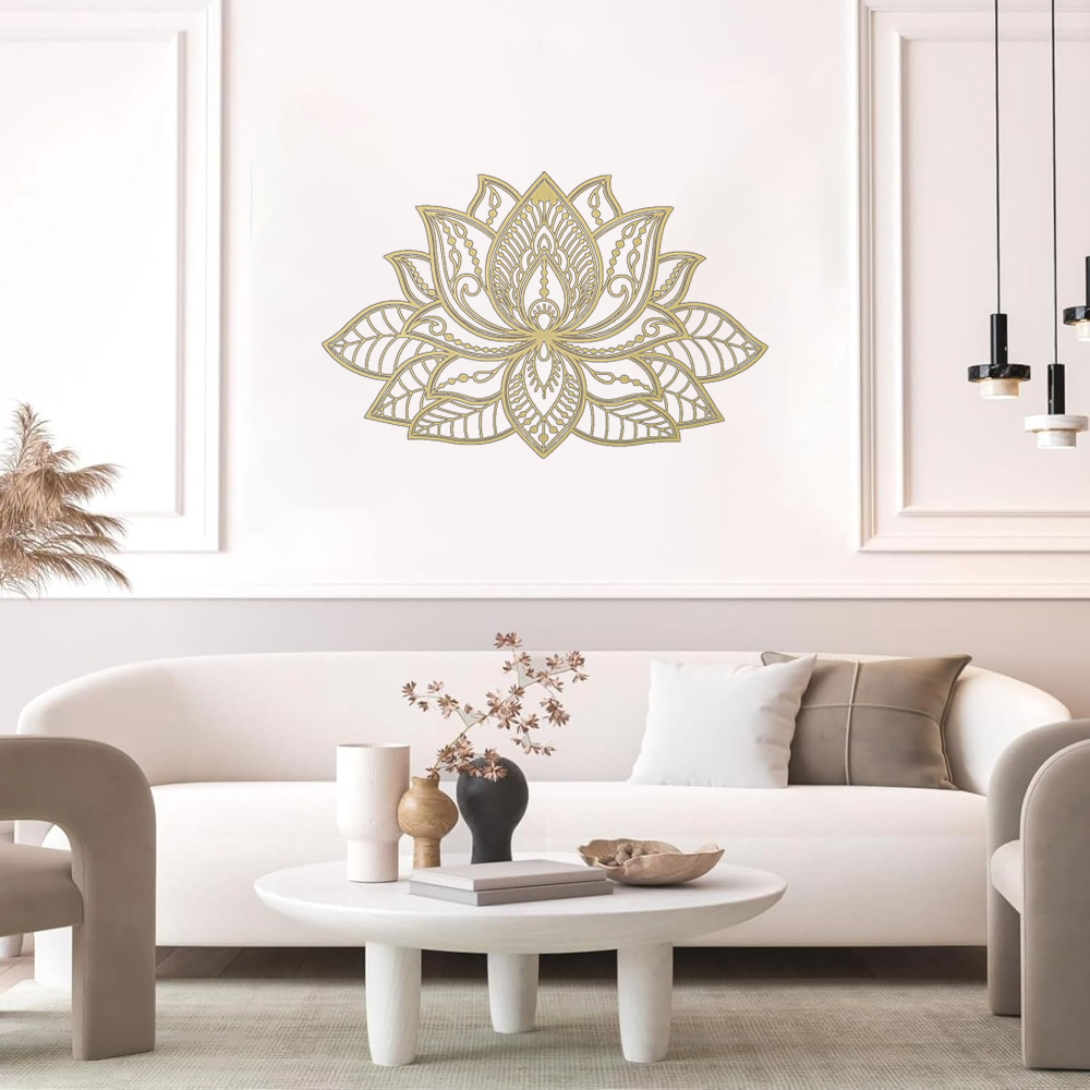 Gold lotus mandala metal wall art, image 3 of 4