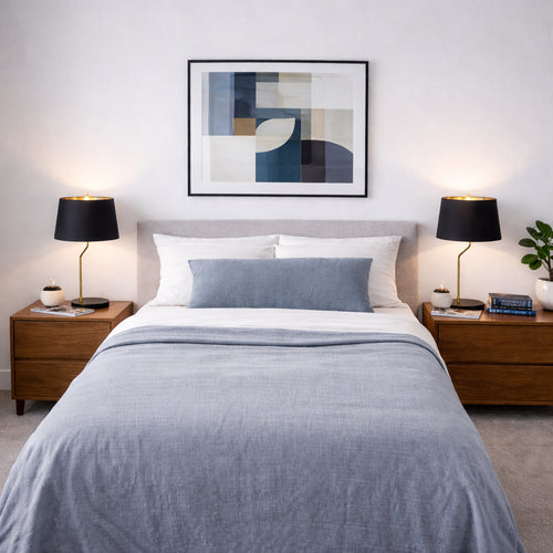 Black drum table lamp with gold-lined shade, image 2 of 5