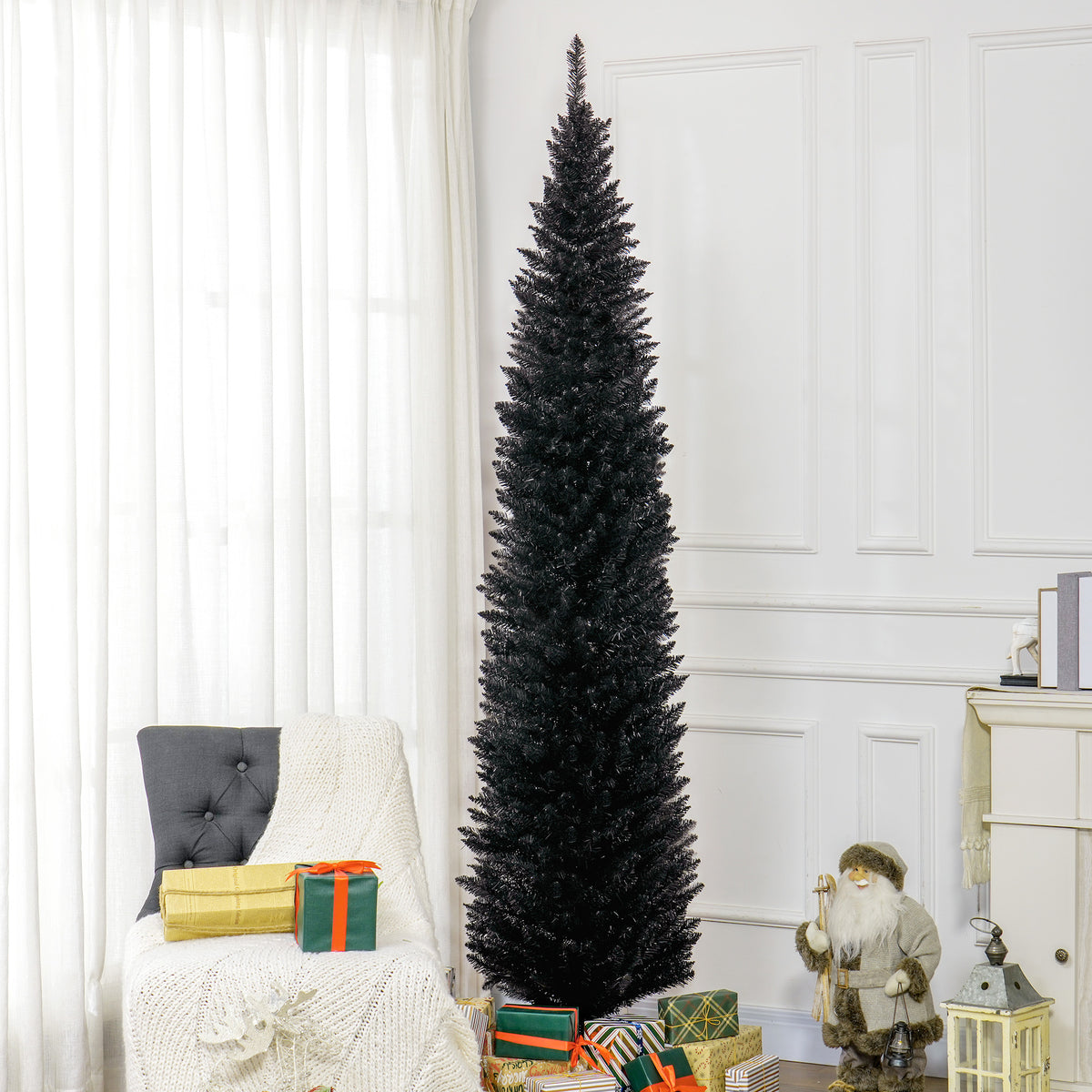 Slim black pencil Christmas tree, 8 ft, image 2 of 4