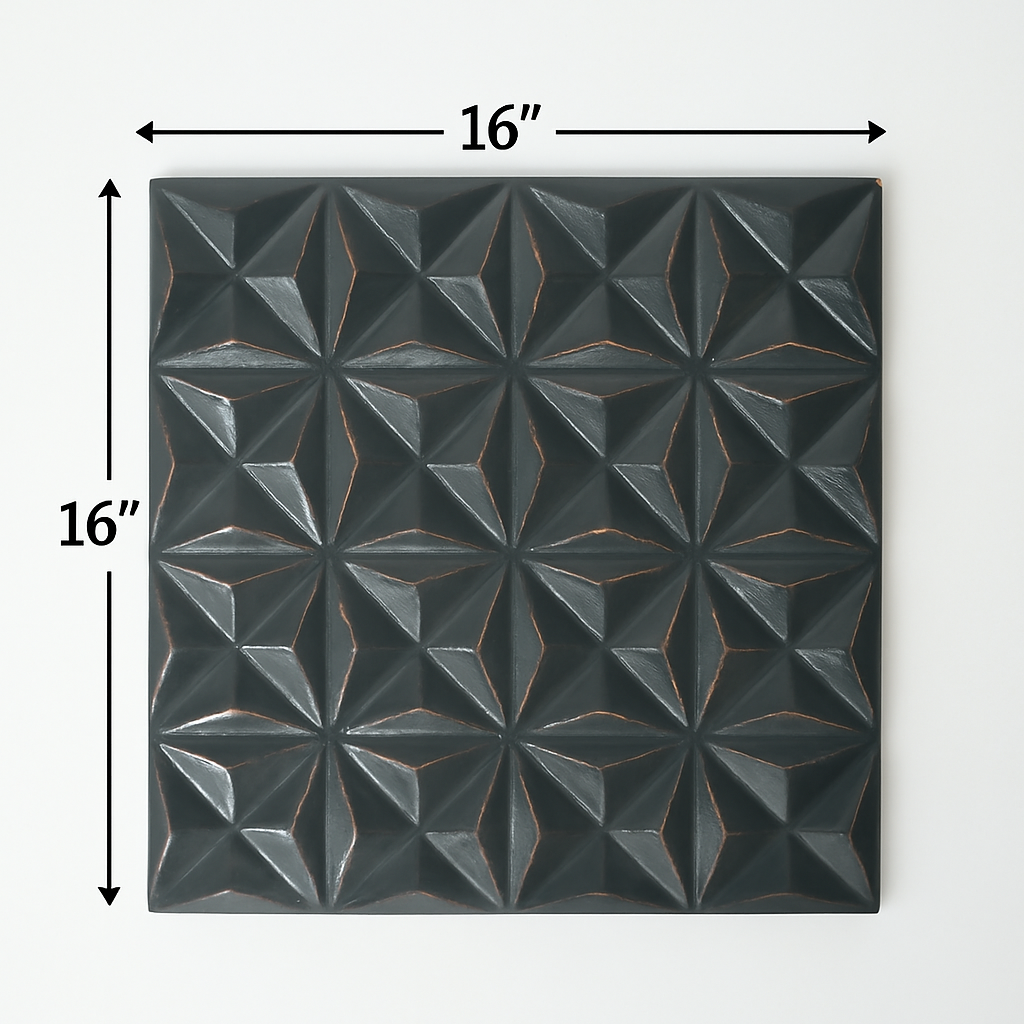 Black square geometric relief wall art panel, image 3 of 6