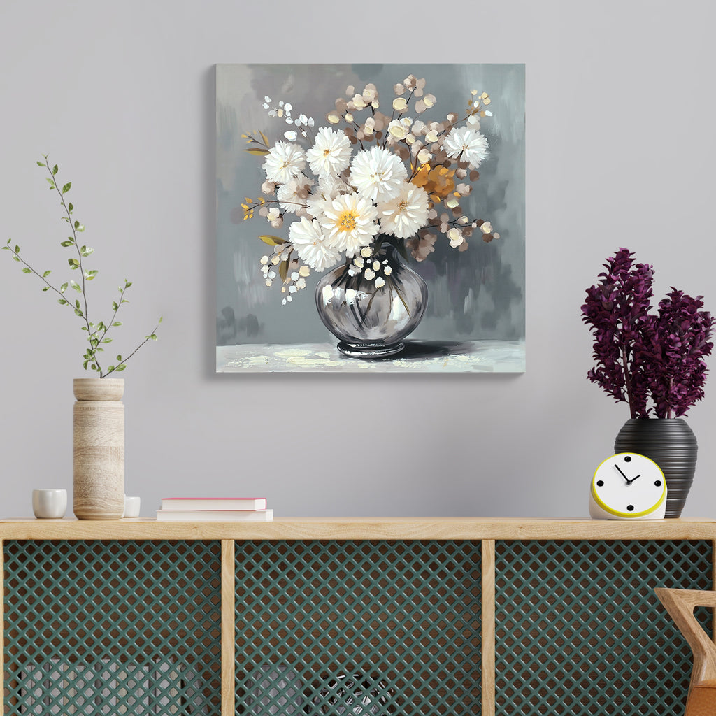 White flower bouquet still-life canvas wall art, image 1 of 5
