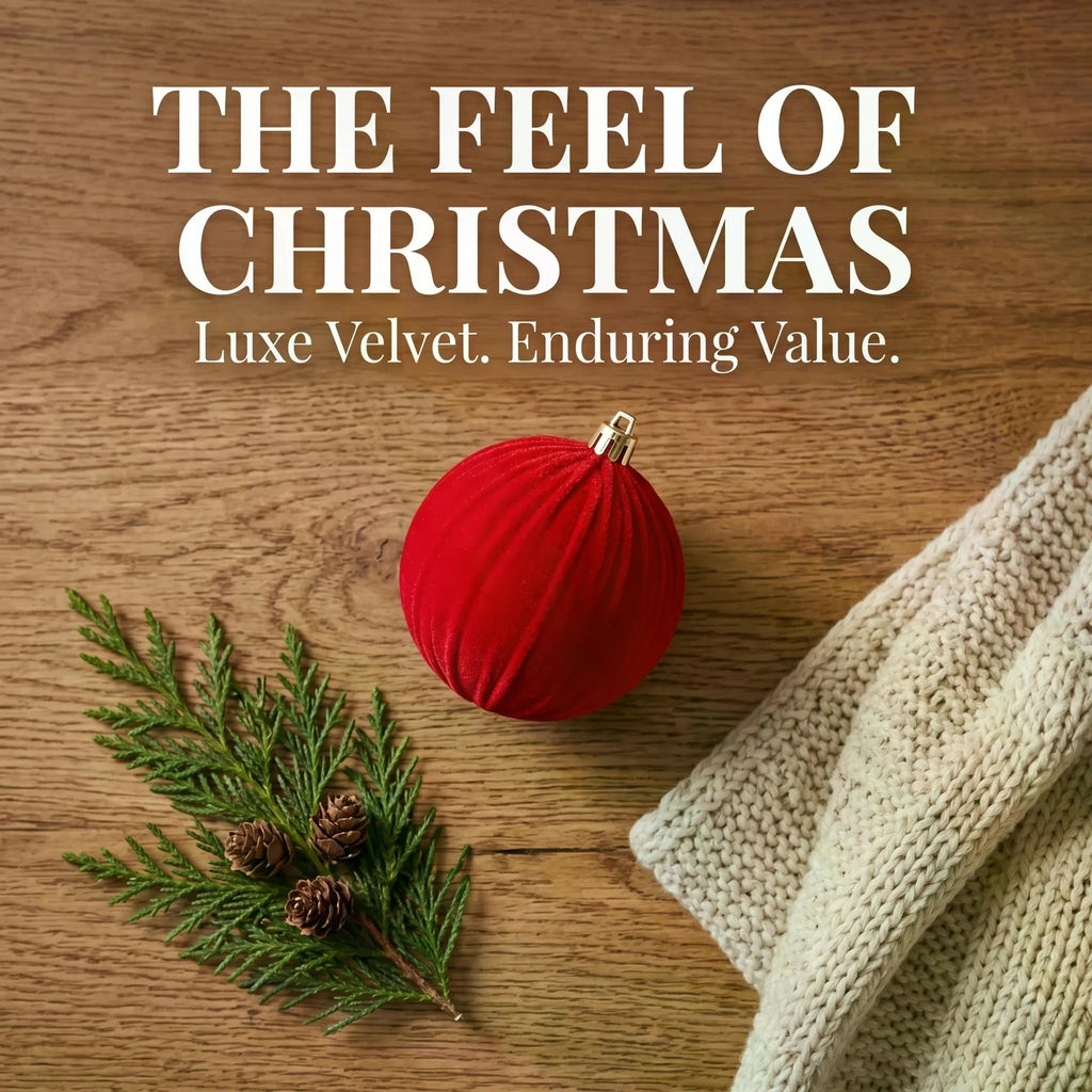 Velvet Christmas ornament set in red, green and white, image 3 of 3