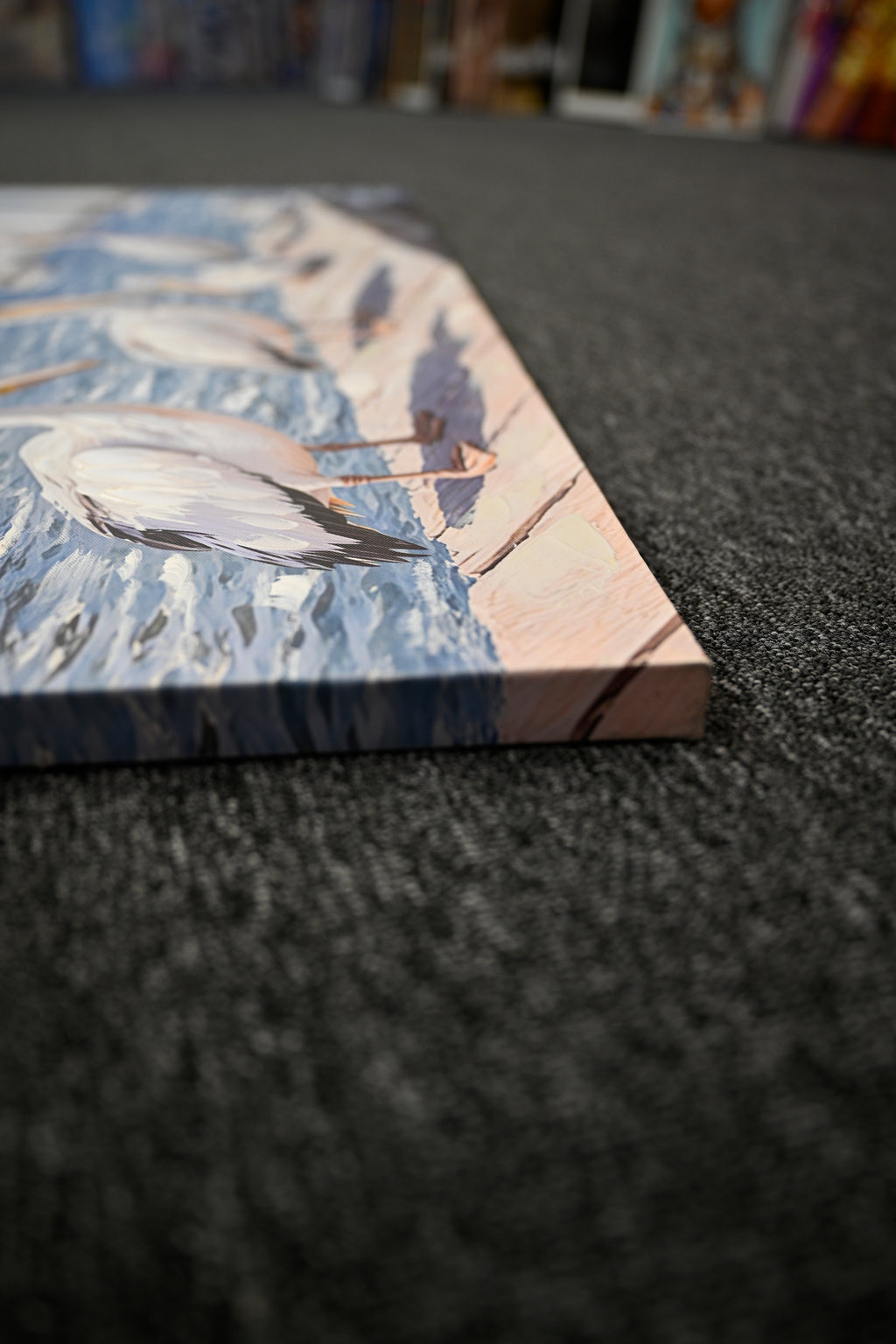 Pelicans on a dock coastal canvas wall art, image 4 of 5