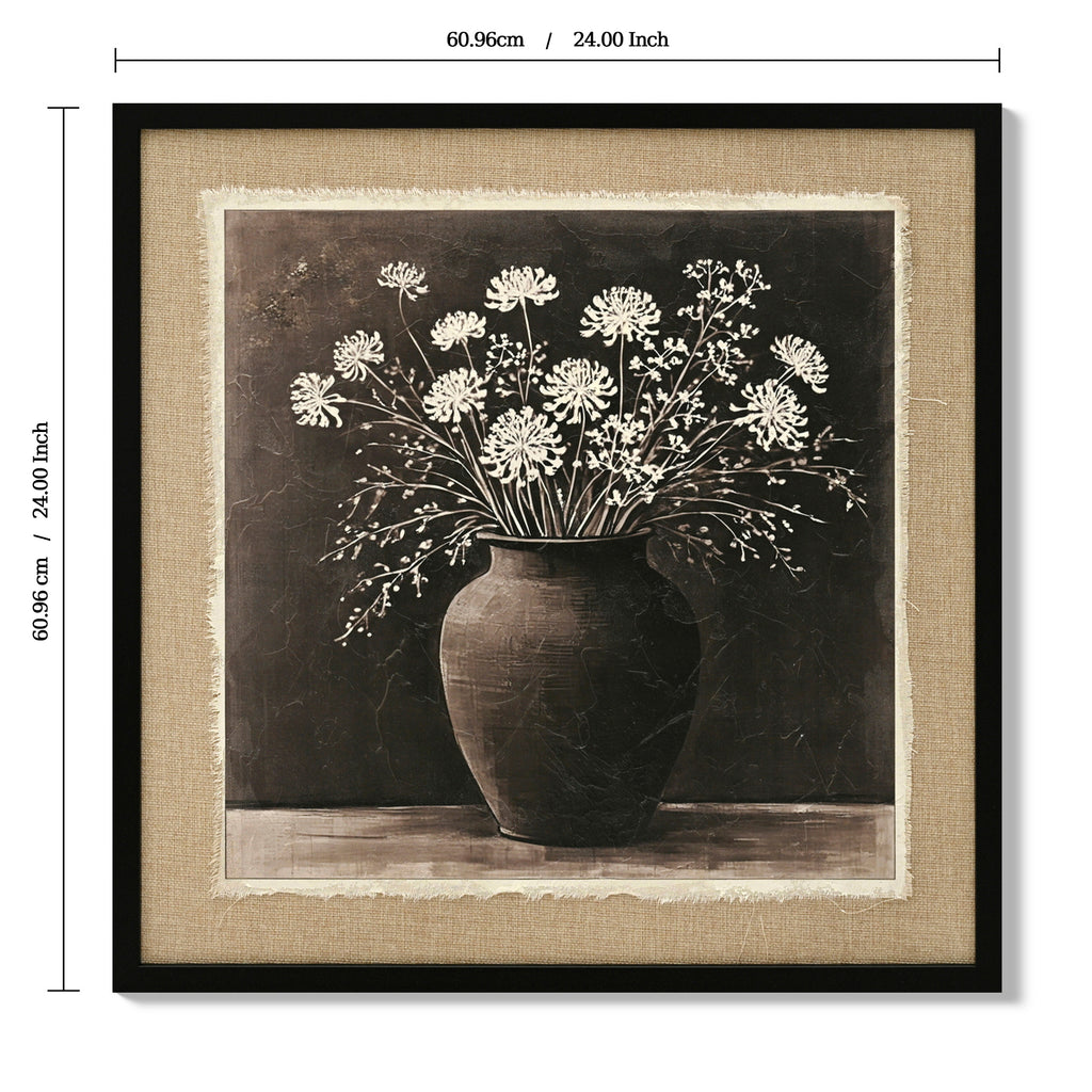 Framed canvas of white flowers in a clay pot, image 5 of 5