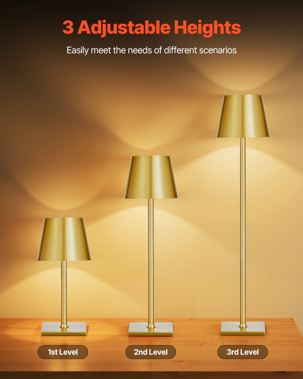 Pair of gold cordless table lamps, image 3 of 3