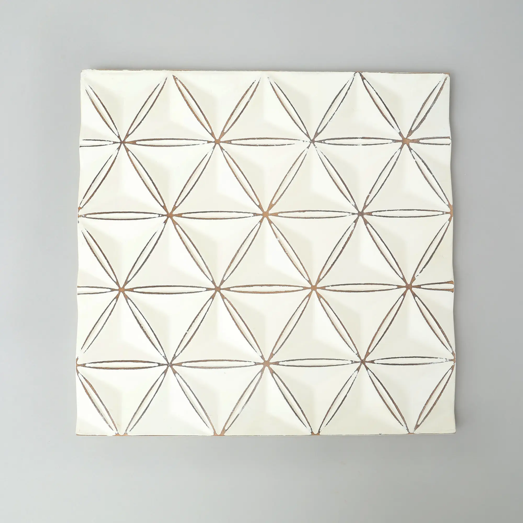White geometric carved wall panel, 16 x 16 in, image 1 of 4