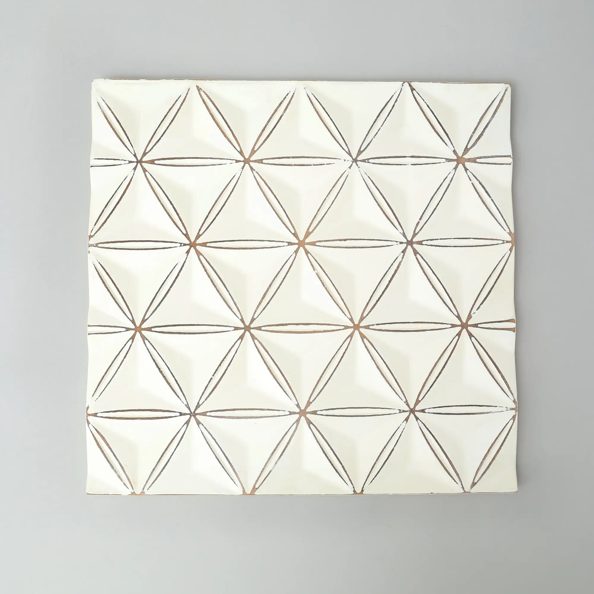 White geometric carved wall panel, 16 x 16 in, image 1 of 4