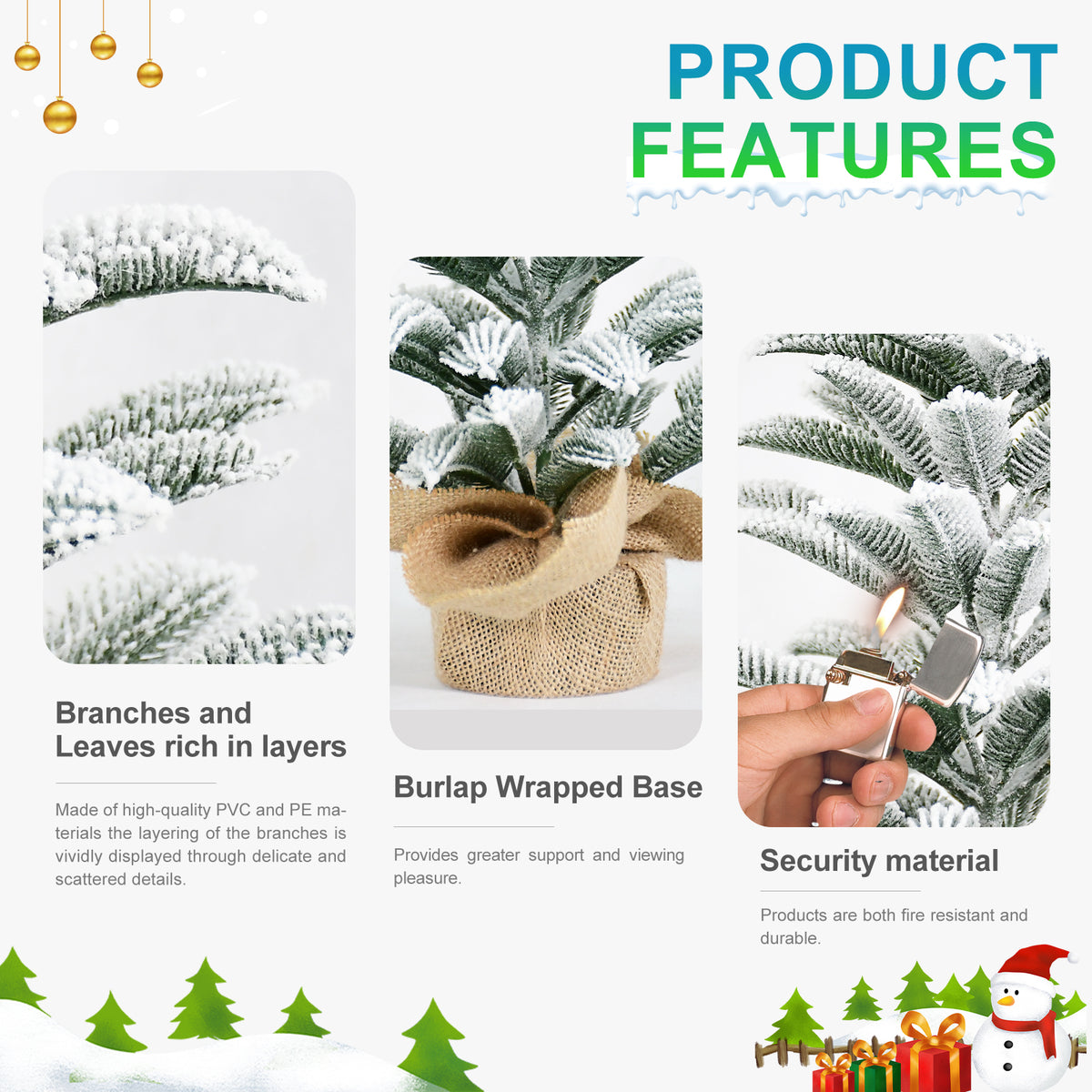 Small flocked Christmas tree with burlap base, image 3 of 3