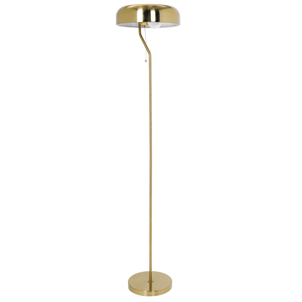 Gold dome floor lamp beside a sofa, image 3 of 5