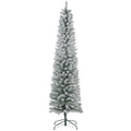 Snow-flocked slim pencil Christmas tree, 7 ft, image 1 of 4