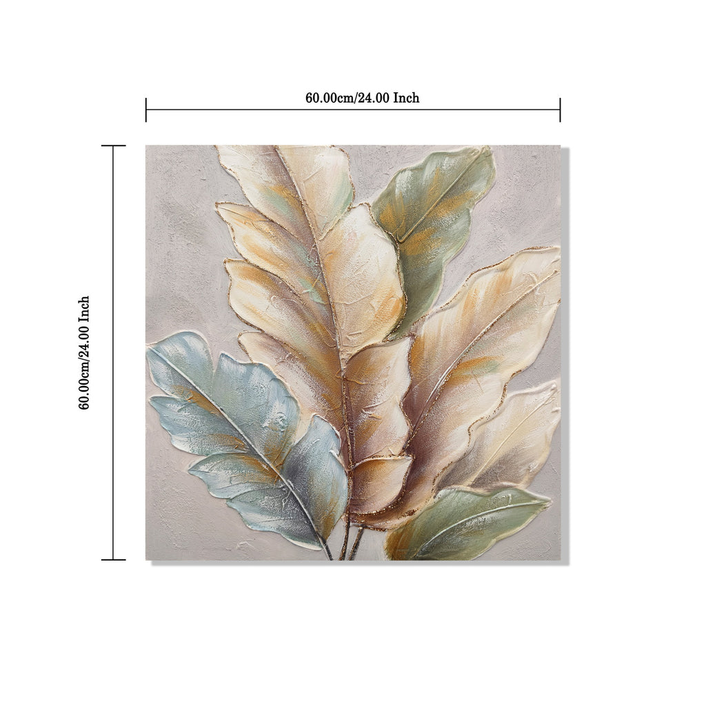 Set of 2 textured leaf canvas panels, image 5 of 5