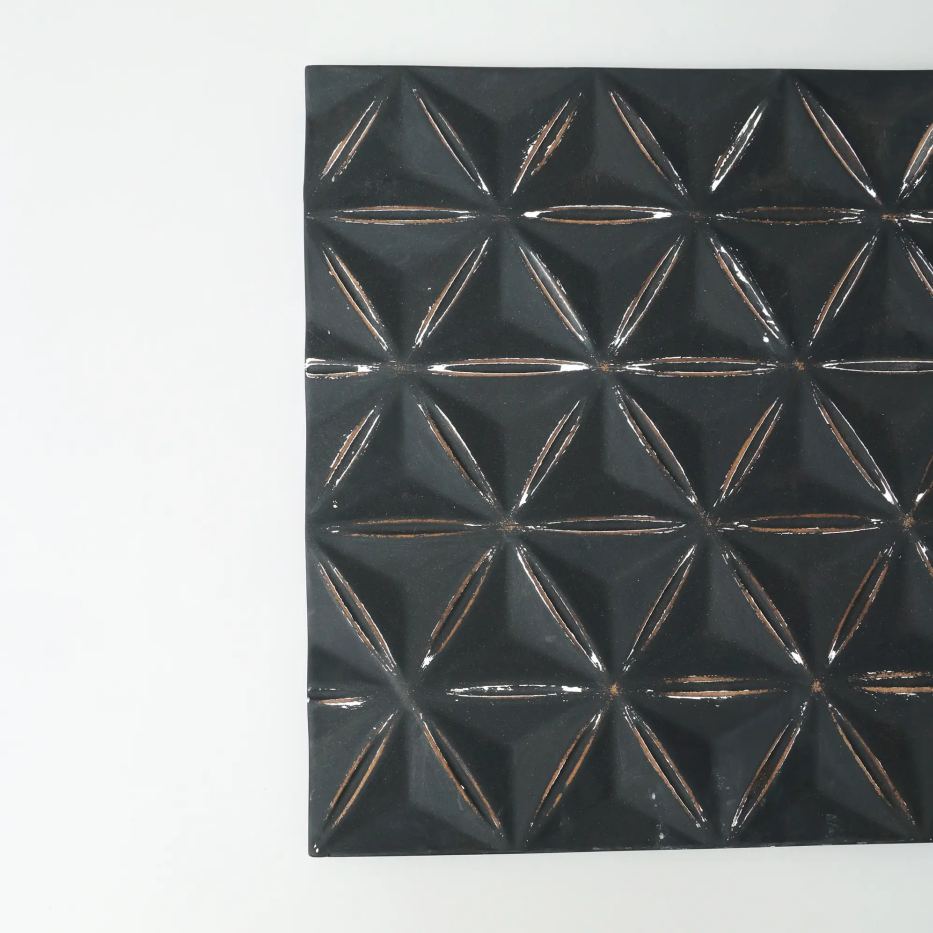 Black square geometric relief wall art panel, image 2 of 6