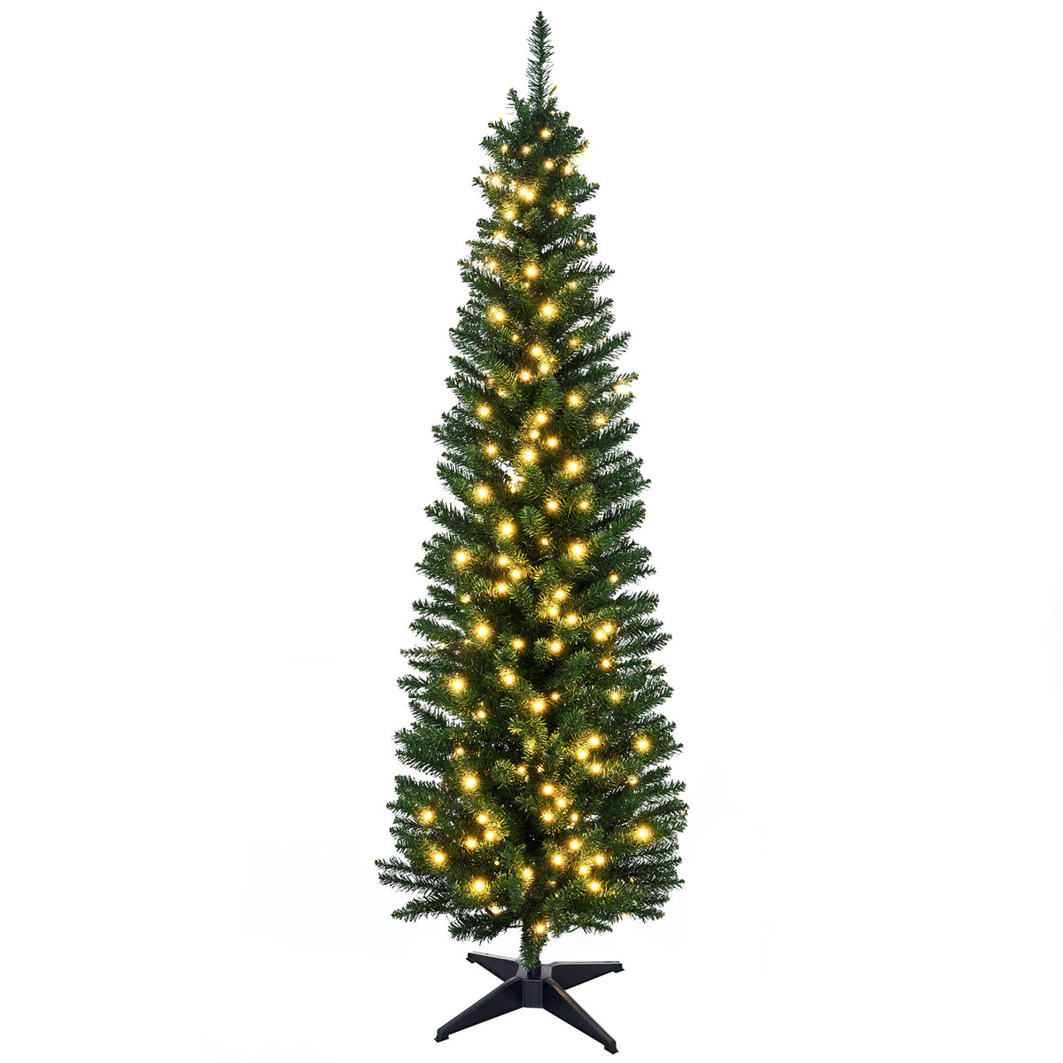 Pre-lit slim green pencil Christmas tree, 5 ft, image 1 of 4