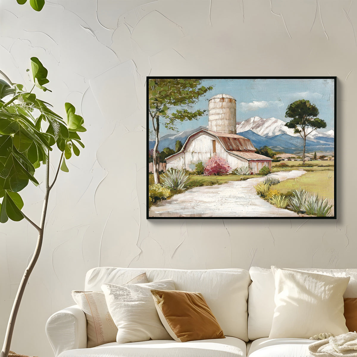 Framed farmhouse barn landscape canvas art, image 1 of 4