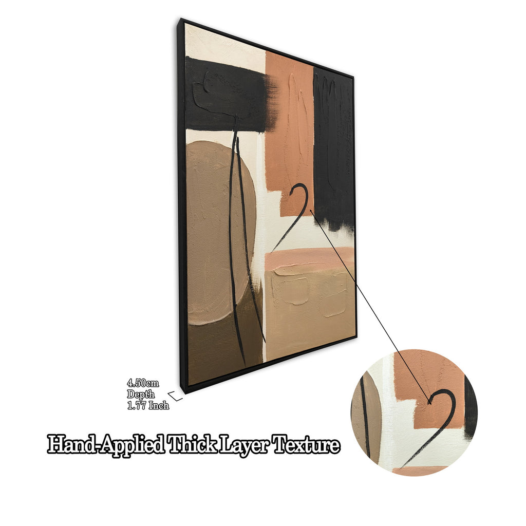 Set of 2 framed abstract canvas panels in black and terracotta, image 5 of 5