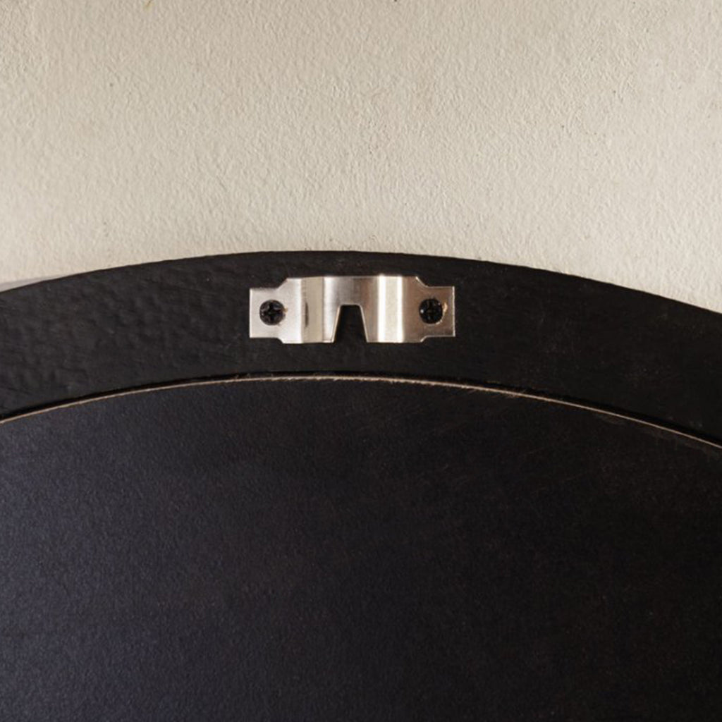 Round wall mirror with beaded gold frame above a console, image 5 of 5