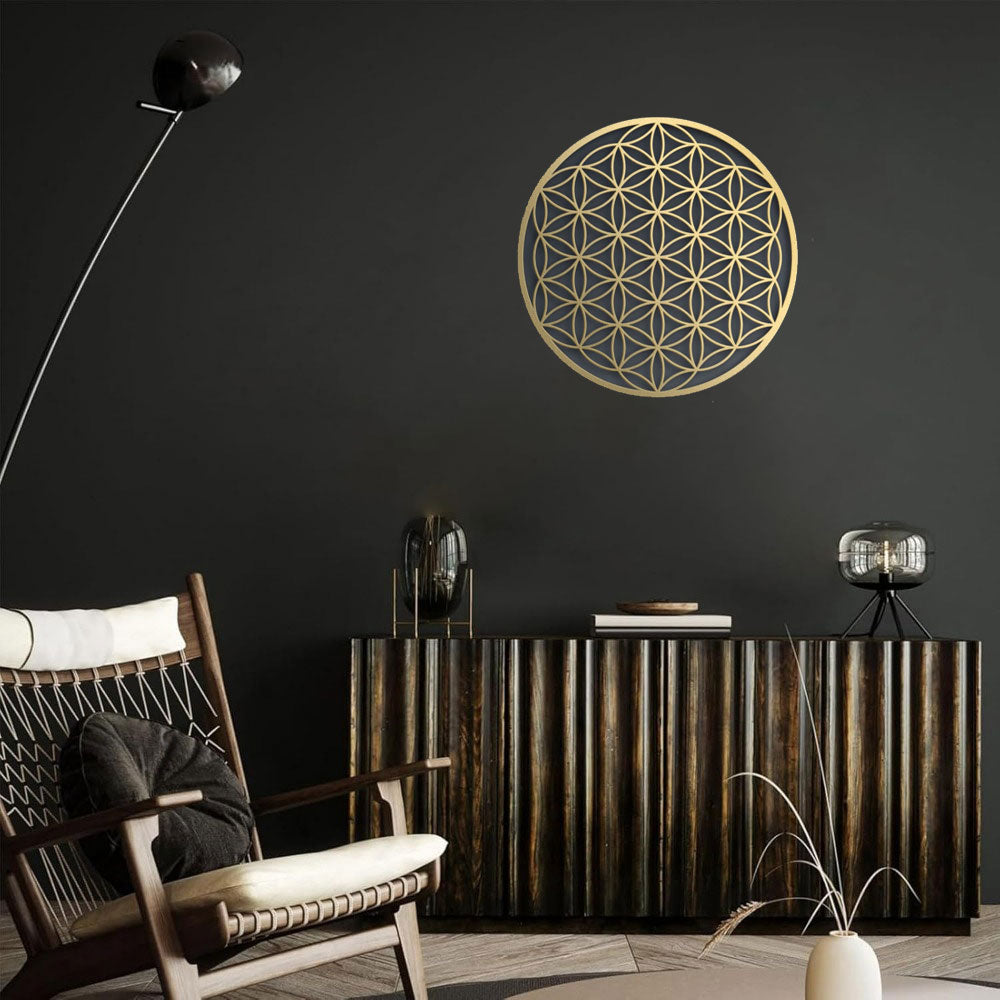 Gold Flower of Life metal wall art, image 2 of 6