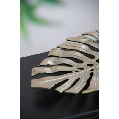 Gold aluminum monstera leaf wall decor, image 4 of 6