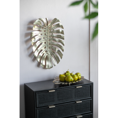 Gold aluminum monstera leaf wall decor, image 1 of 6
