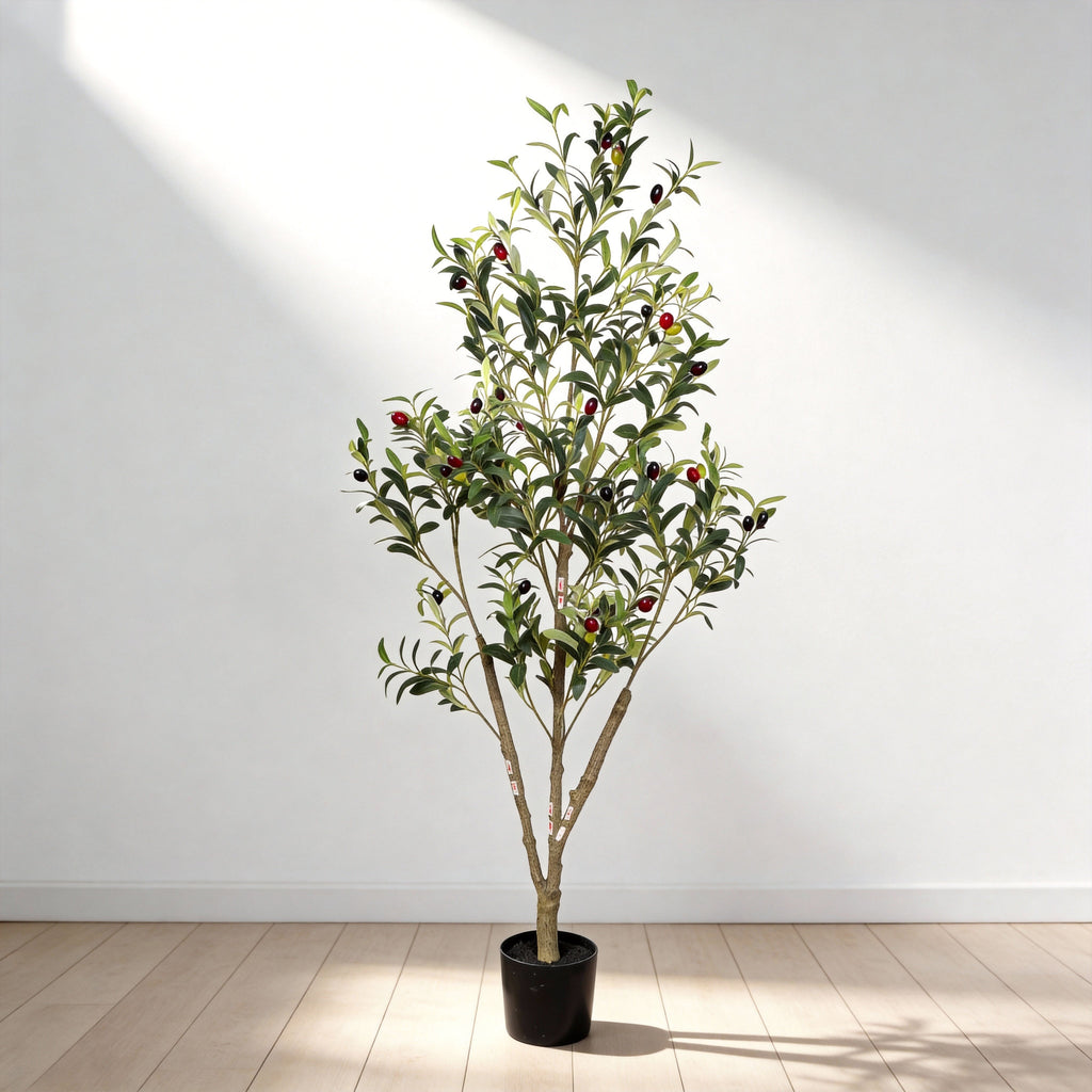 Artificial olive tree, 5 ft, in a black pot